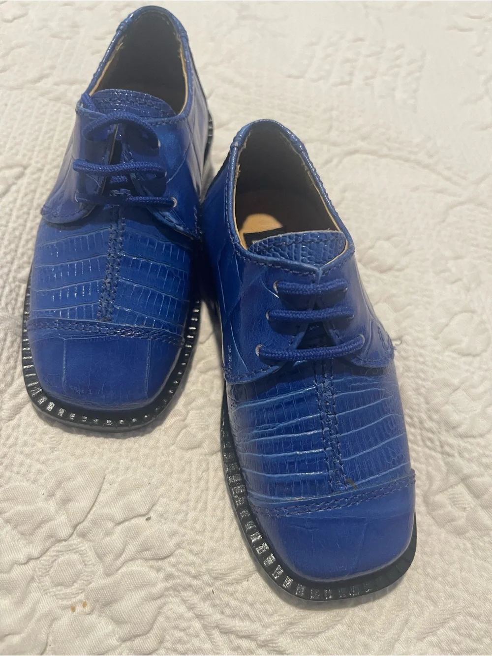 Gliders Toddlers Size 6 Royal Blue Leather Lace up Lace-Up Dress Shoes